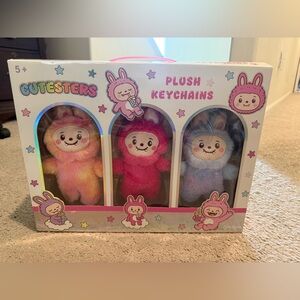 Plush Keychains Set - Multicolor (Pink, Rainbow, Lavender)